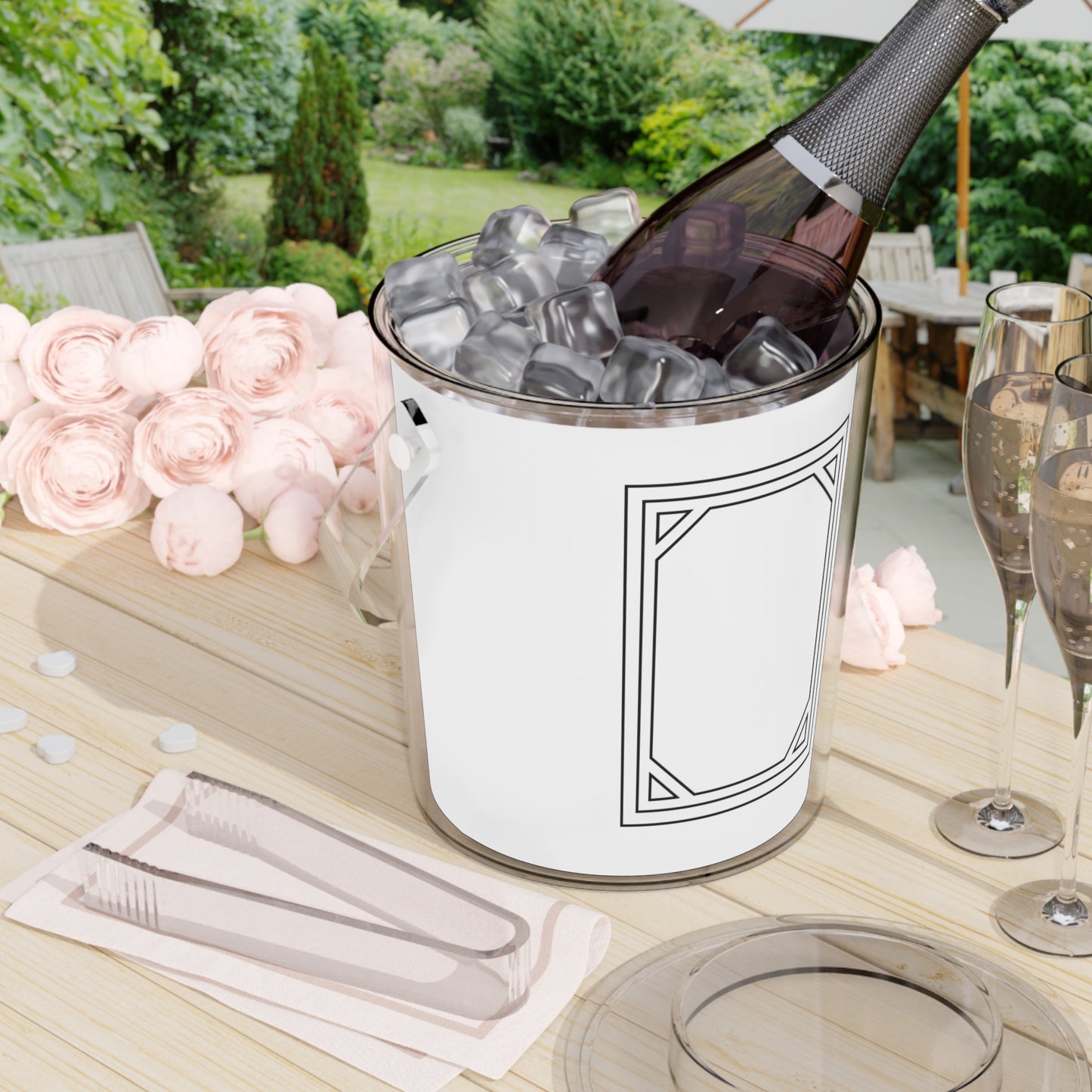 The Soap Tile Ice Bucket with Tongs — White