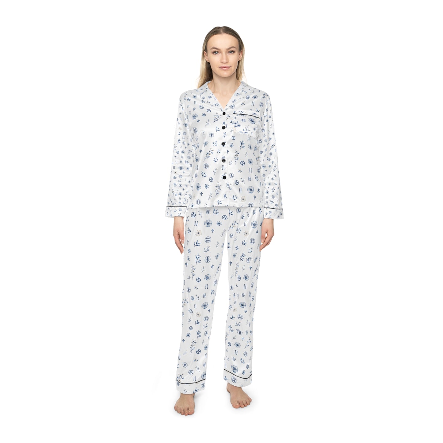 Women's Mahjong Pajama Set Coastal Bamboo | Polyester Blend