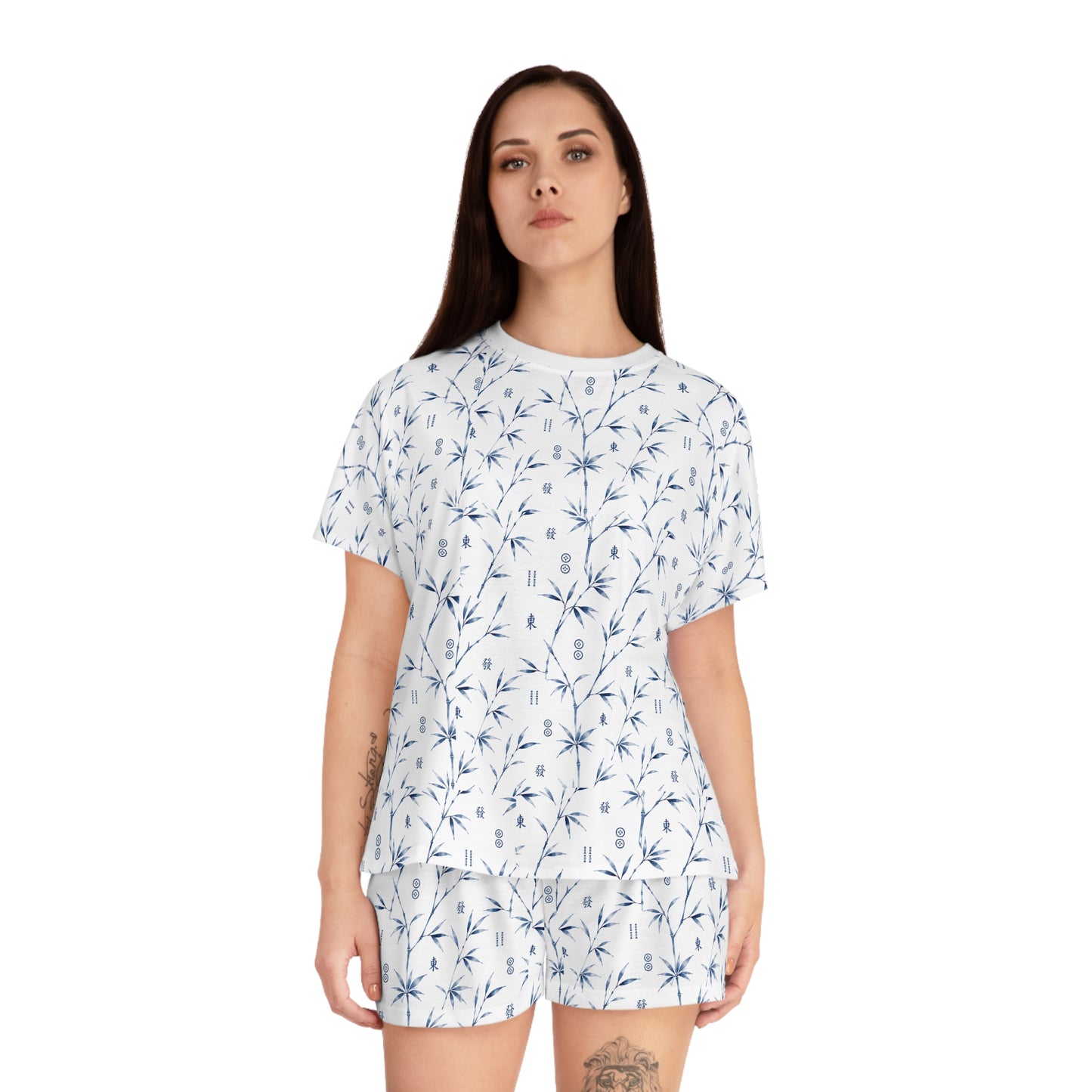 Women's Mahjong Short Pajama Set Coastal Bamboo | Polyester Blend