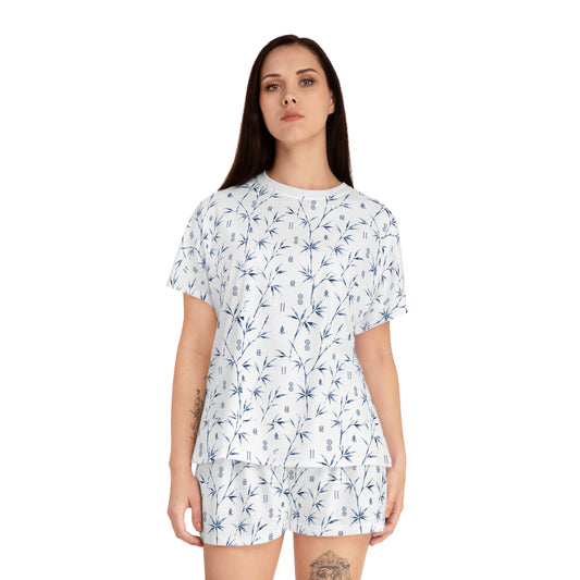 Women's Mahjong Short Pajama Set Coastal Bamboo | Polyester Blend