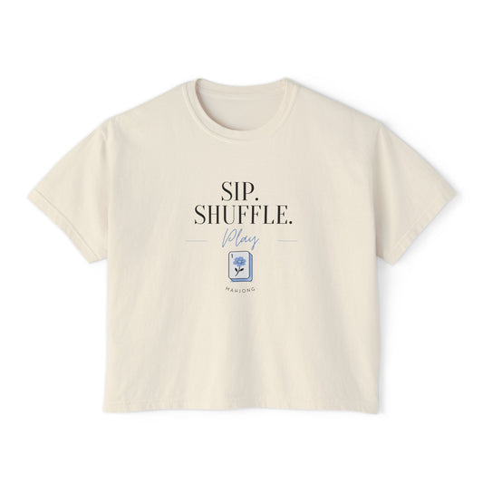 Women's Mahjong Sip Shuffle Play T-Shirt Coastal Bamboo | Cotton
