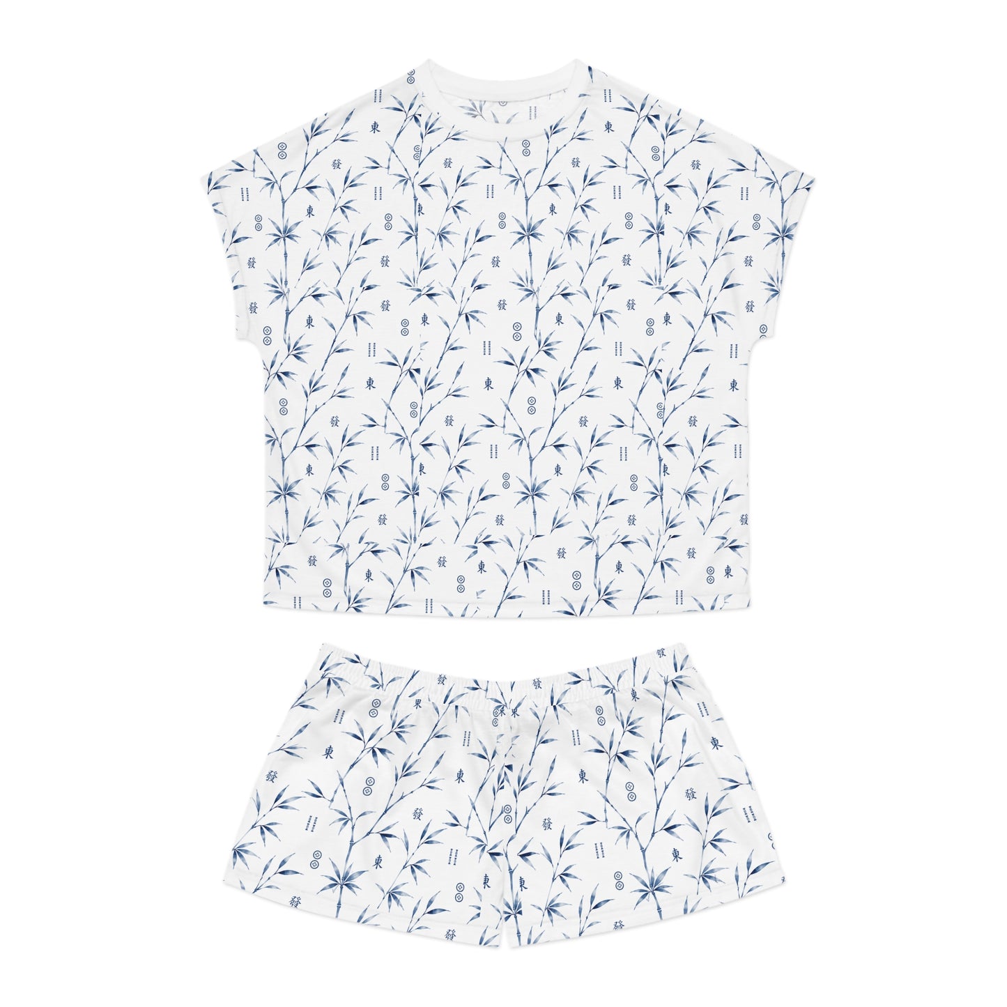 Women's Mahjong Short Pajama Set Coastal Bamboo | Polyester Blend
