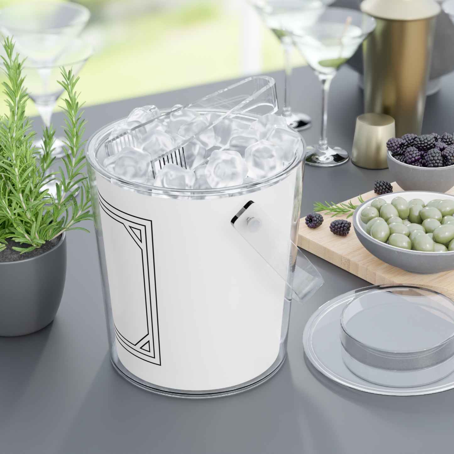 The Soap Tile Ice Bucket with Tongs — White