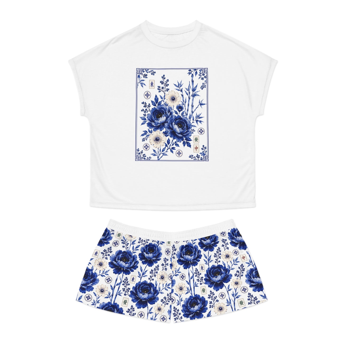 Women's Mahjong Short Pajama Set Coastal Bloom | Polyester Blend