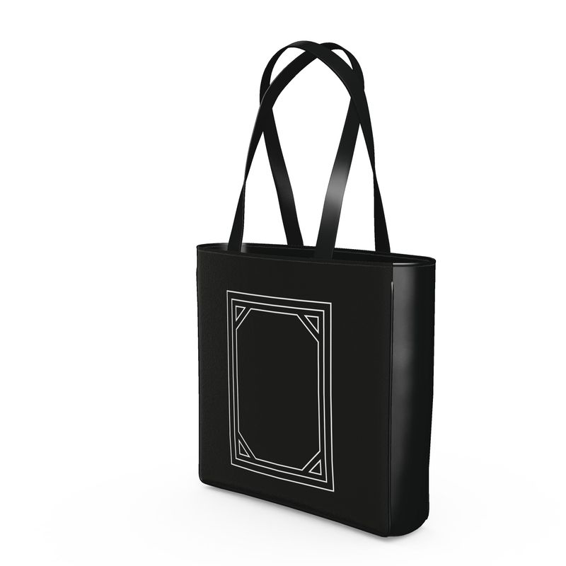 Women's Mahjong Soap Tote - Black Leatherette