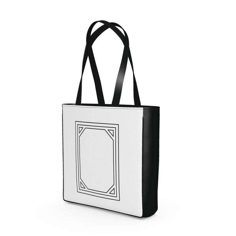 Women's Mahjong Black & White Soap Tile Tote - Leatherette w Canvas