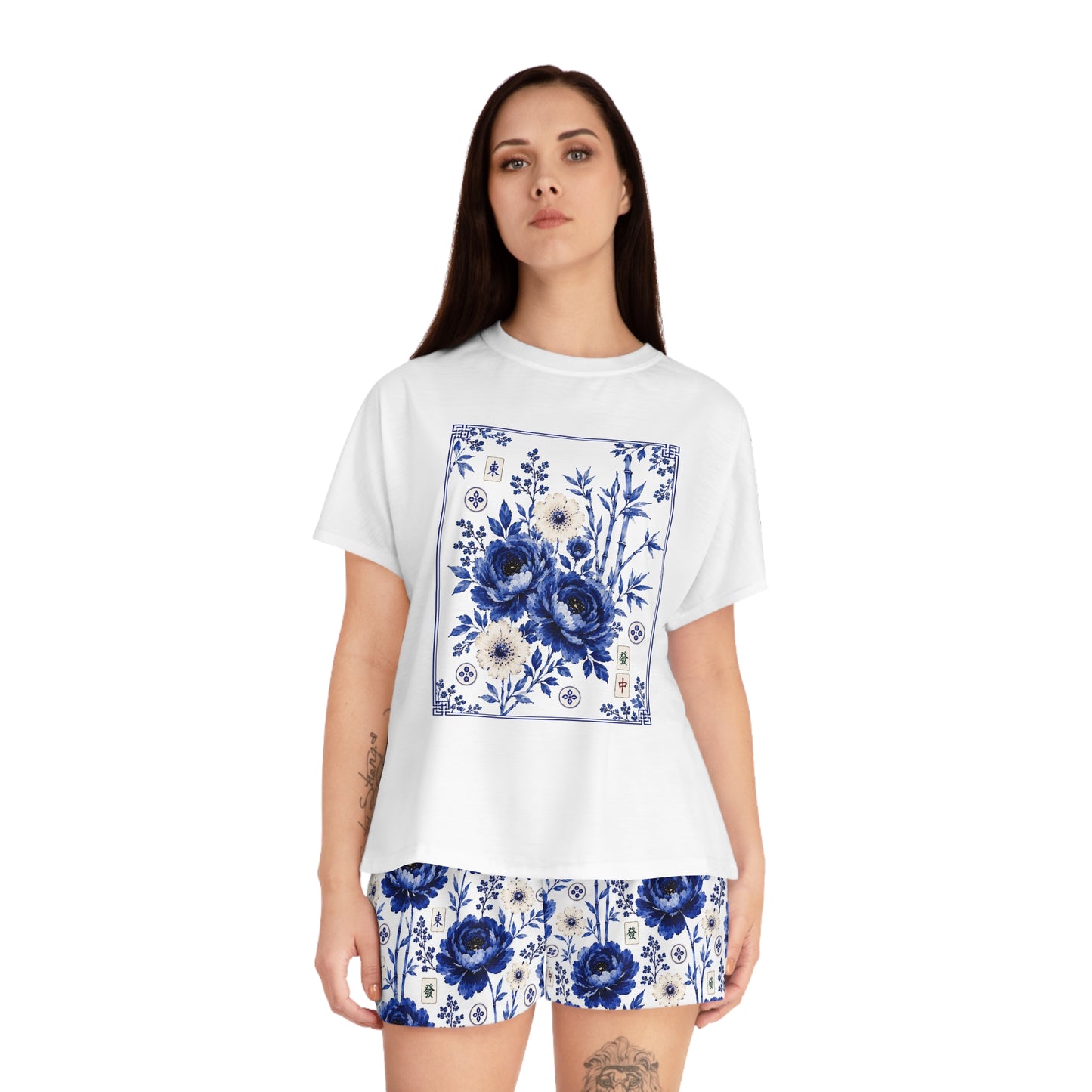 Women's Mahjong Short Pajama Set Coastal Bloom | Polyester Blend