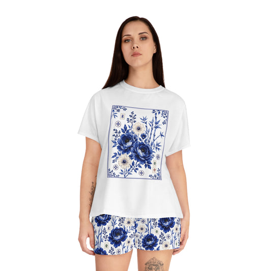 Women's Mahjong Short Pajama Set Coastal Bloom | Polyester Blend