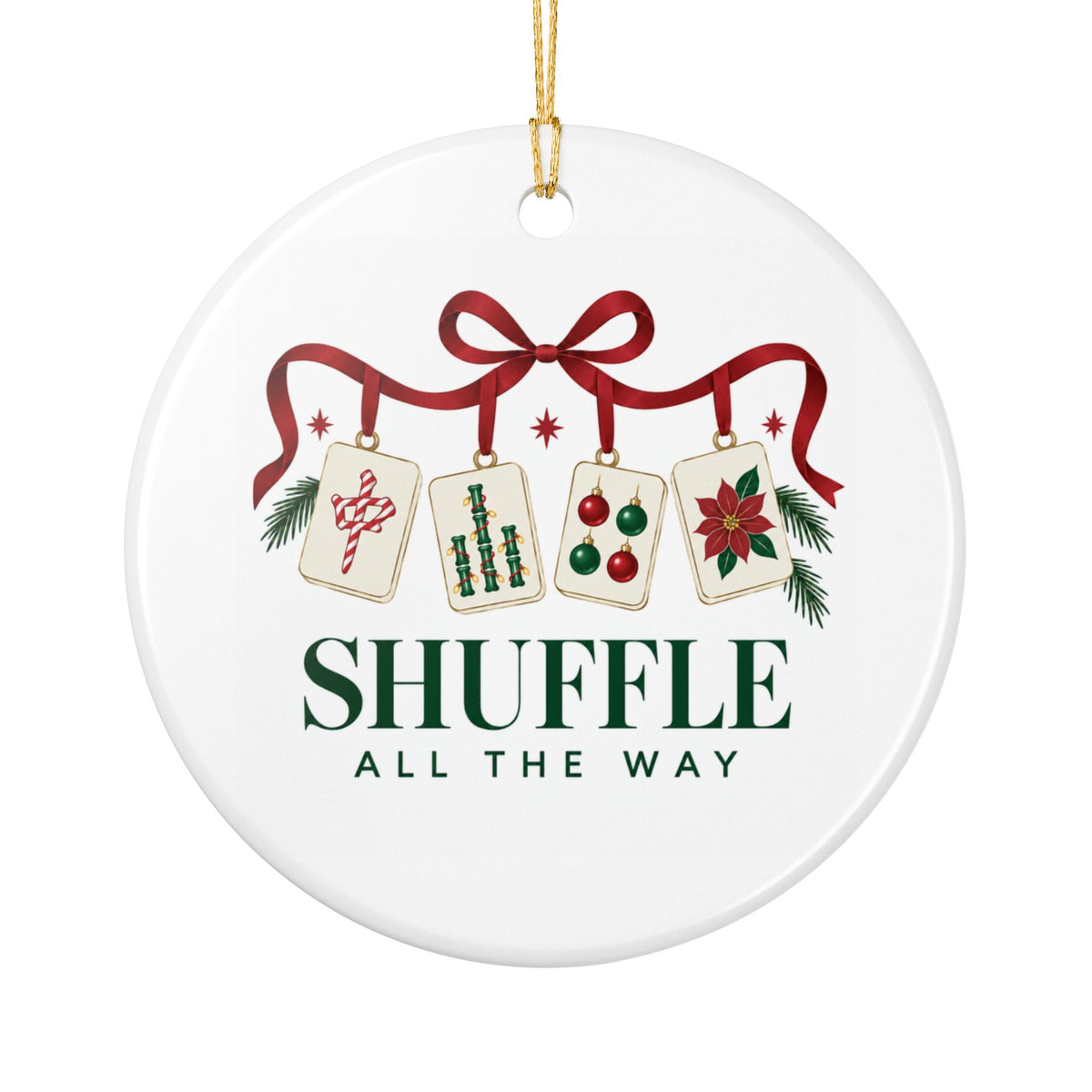 “Shuffle All The Way” Mahjong Ornament, (1pc)