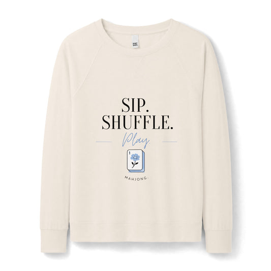 Women's Mahjong Crewneck Sip Shuffle Play Coastal Bamboo | Cotton