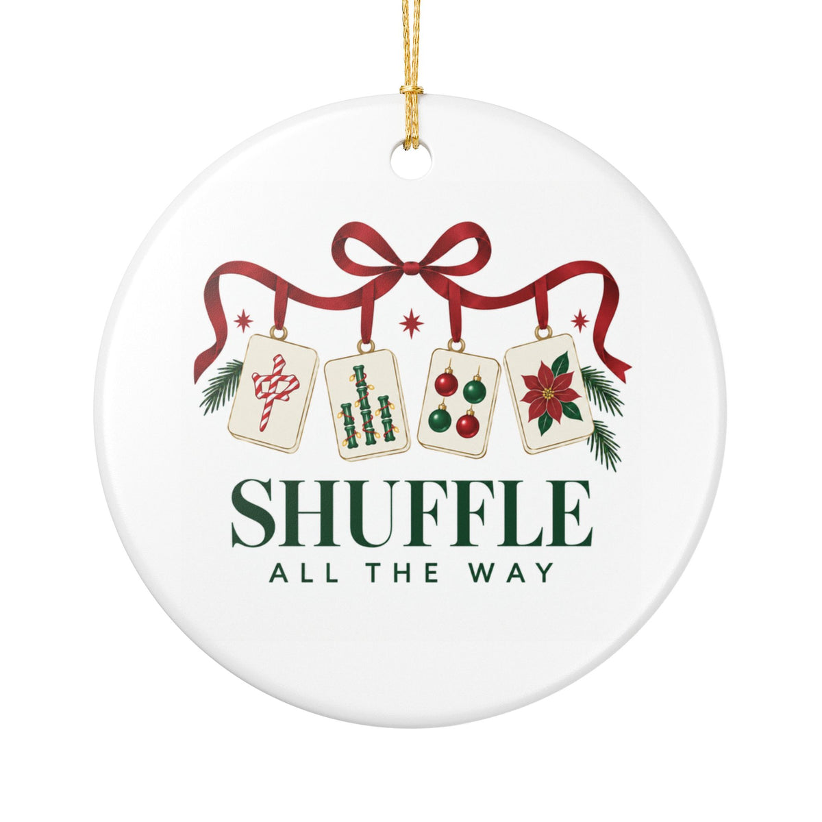 “Shuffle All The Way” Mahjong Ornament, (1pc)