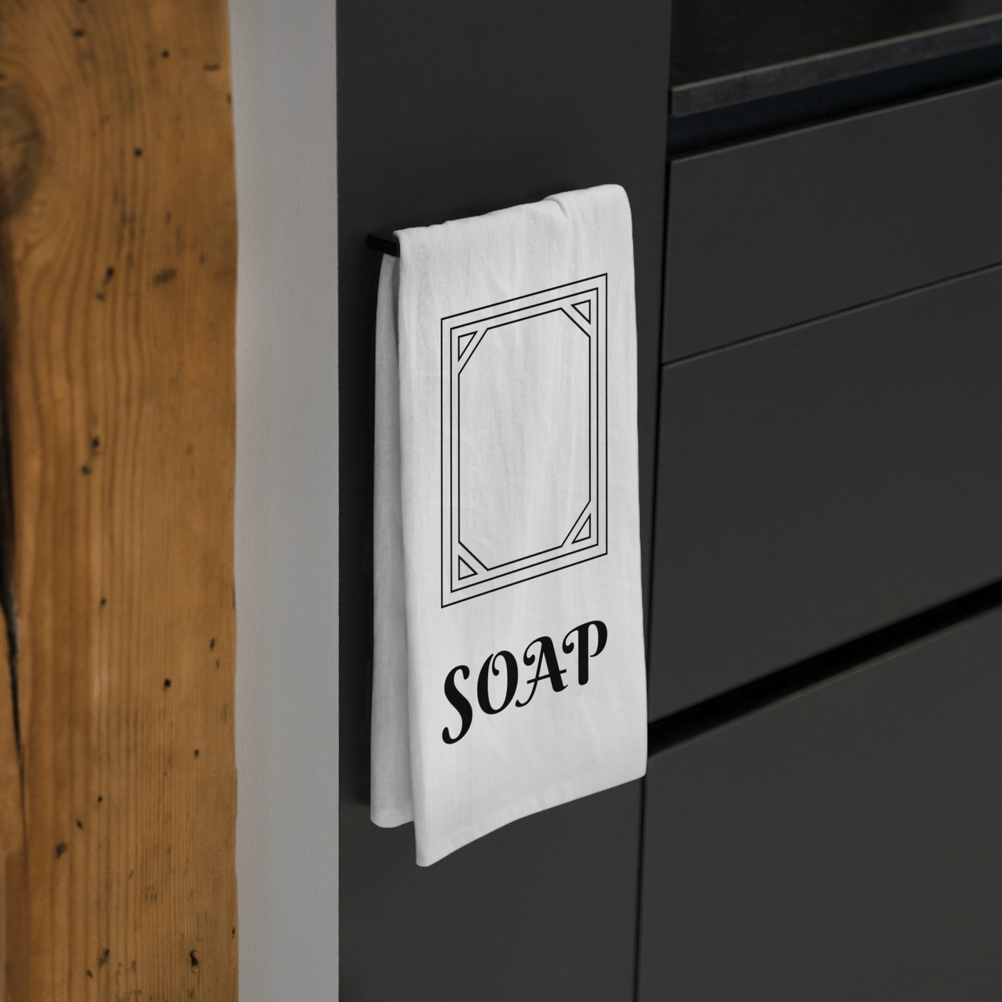 Mahjong Soap Tile Tea Towel | Black & White