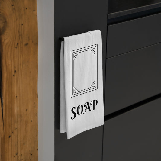Mahjong Soap Tile Tea Towel | Black & White