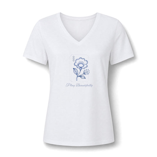 Women’s Mahjong Play Beautifully V-Neck Tee Coastal Bamboo | Cotton