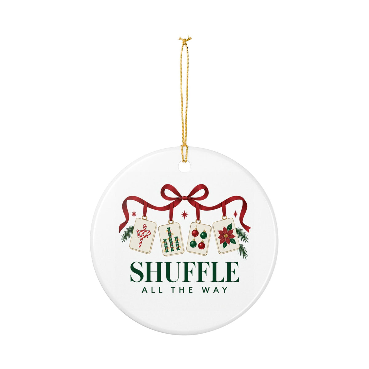 “Shuffle All The Way” Mahjong Ornament, (1pc)